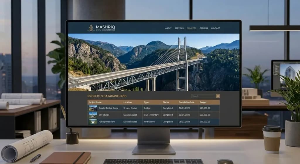 Mashriq Engineering corporate website and project portfolio